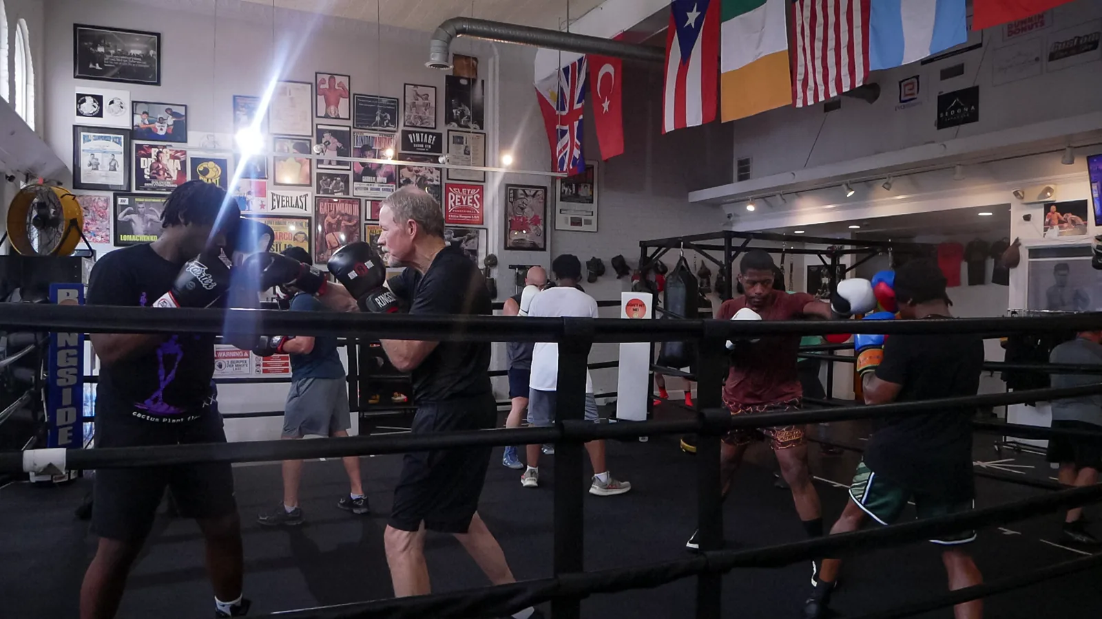 Boxers training in the ring at Vintage Boxing Gym in Richmond